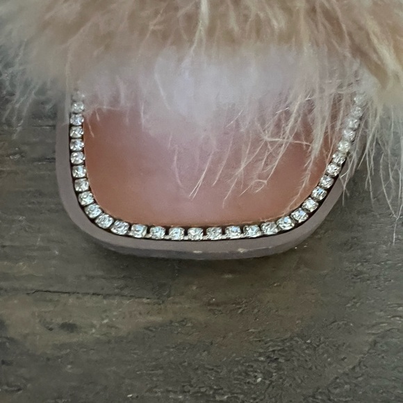 Steve Madden Faux Fur Slides with Rhinestone edges - Picture 4 of 9